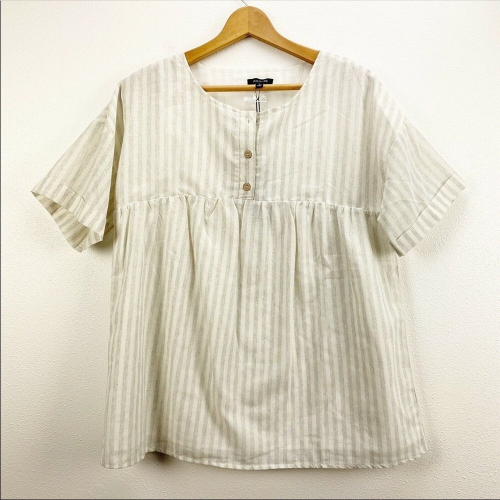 ROOLEE Johanna Stripe Babydoll Blouse Top NWT